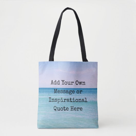 Blauwgroen Aqua Blue Calming Quote Ocean Beach Wav Tote Bag (Voorkant)