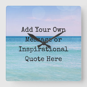 Blauwgroen Aqua Blue Calming Quote Ocean Beach Wav Vierkante Klok