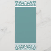 Blauwgroen Aqua Blue Damask Swirls Trouwprogramma Programmakaart (Achterkant)
