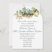 Blauwgroen Aqua Blue en Yellow Bird Wedding Kaart (Voorkant)
