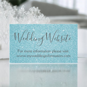 Blauwgroen Aqua Blue Glitter en Sparkle Elegant We Informatiekaartje