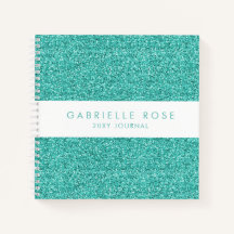 Blauwgroen Aqua Blue Glitter Journal-laptop met na