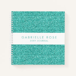 Blauwgroen Aqua Blue Glitter Journal-laptop met na Notitieboek