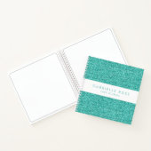 Blauwgroen Aqua Blue Glitter Journal-laptop met na Notitieboek (Binnen)