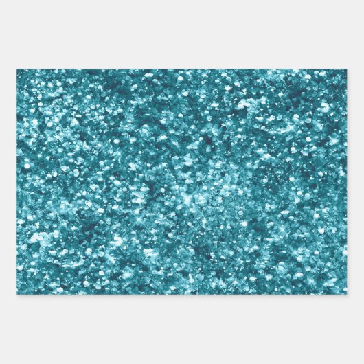 Blauwgroen Aqua Blue Glitter Sparkle Inpakpapier Vel (Voorkant)