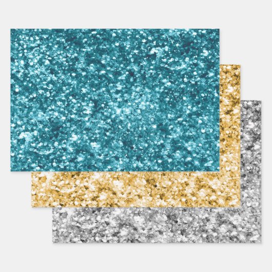 Blauwgroen Aqua Blue Glitter Sparkle Inpakpapier Vel (Set)
