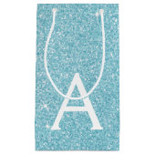 Blauwgroen Aqua Blue Glitter & Sparkle Monogram Klein Cadeauzakje (Voorkant)