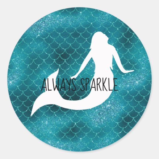 Blauwgroen Aqua Blue Glitter Sparkle Zeemeermin Ronde Sticker (Voorkant)