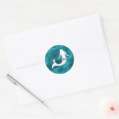 Blauwgroen Aqua Blue Glitter Sparkle Zeemeermin Ronde Sticker (Envelop)