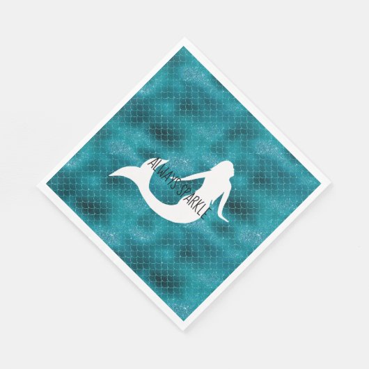 Blauwgroen Aqua Blue Glitter Sparkle Zeemeermin Servet (Hoek)