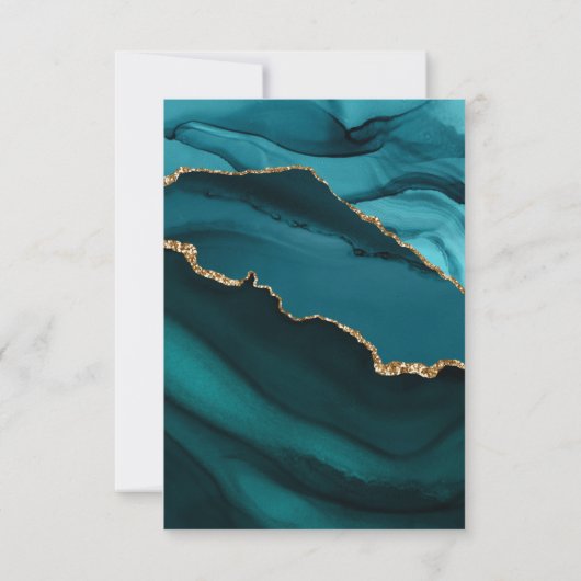 Blauwgroen Aqua Blue Green Agate Geode Gold Monogr Bedankkaart (Achterkant)