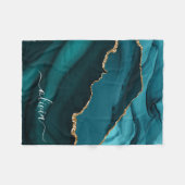 Blauwgroen Aqua Blue Green Agate Geode Gold Monogr Fleece Deken (Voorkant (Horizontaal))