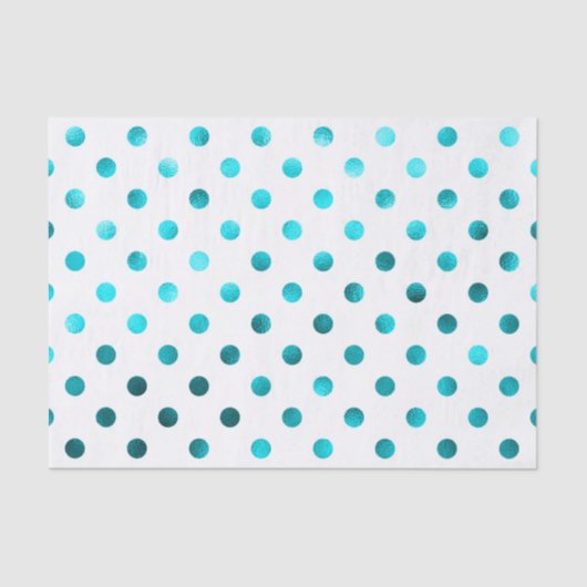 Blauwgroen Aqua Blue Metallic Faux Foil Polka Dot  Tissuepapier (Voorkant)