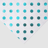 Blauwgroen Aqua Blue Metallic Faux Foil Polka Dot  Tissuepapier (Detail)