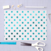 Blauwgroen Aqua Blue Metallic Faux Foil Polka Dot  Tissuepapier (Craft)