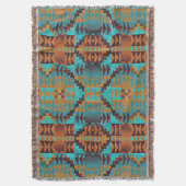 Blauwgroen Aqua Blue Oranje Tribal-kunst van Brigh Deken (Voorkant Verticaal)