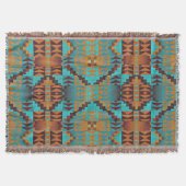 Blauwgroen Aqua Blue Oranje Tribal-kunst van Brigh Deken (Voorkant)