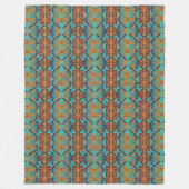 Blauwgroen Aqua Blue Oranje Tribal-kunst van Brigh Fleece Deken (Voorkant)