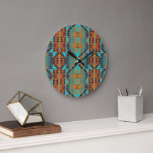 Blauwgroen Aqua Blue Oranje Tribal-kunst van Brigh