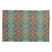 Blauwgroen Aqua Blue Oranje Tribal-kunst van Brigh Kussensloop (Achterkant-Links)