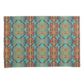 Blauwgroen Aqua Blue Oranje Tribal-kunst van Brigh Kussensloop (Voorkant-Rechts)