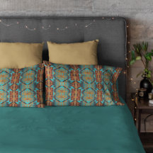 Blauwgroen Aqua Blue Oranje Tribal-kunst van Brigh