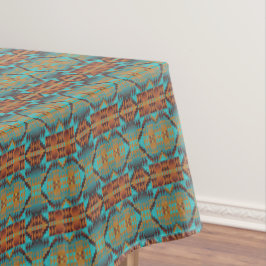 Blauwgroen Aqua Blue Oranje Tribal-kunst van Brigh Tafelkleed