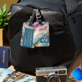 Blauwgroen Aqua Blue Paarse Roze Gouden Marmeren K Bagagelabel