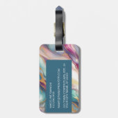 Blauwgroen Aqua Blue Paarse Roze Gouden Marmeren K Bagagelabel (Achterkant verticaal)