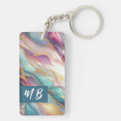 Blauwgroen Aqua Blue Paarse Roze Gouden Marmeren K Sleutelhanger (achterkant)