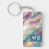 Blauwgroen Aqua Blue Paarse Roze Gouden Marmeren K Sleutelhanger (Voorkant)