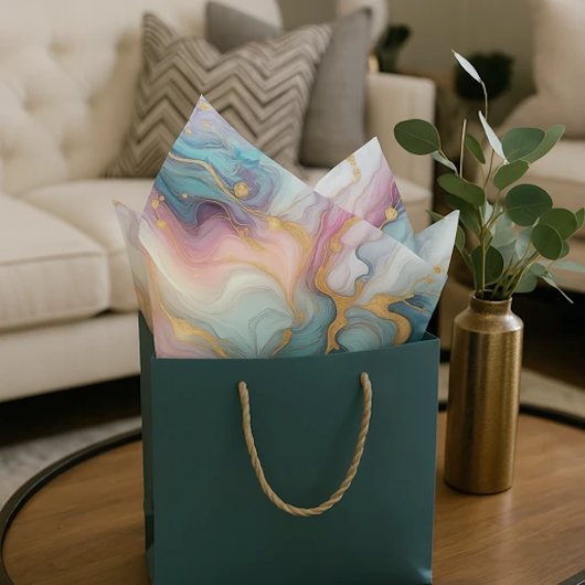 Blauwgroen Aqua Blue Paarse Roze Gouden Marmeren K Tissuepapier