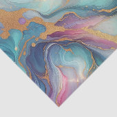 Blauwgroen Aqua Blue Paarse Roze Gouden Marmeren K Tissuepapier (Detail)