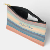 Blauwgroen Aqua Blue Peach Oranje Waterverf Stripe Etui (Open)