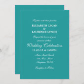 Blauwgroen Aqua Blue Plain Simple Wedding Invitati Kaart (Voorkant / Achterkant)