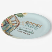 Blauwgroen Aqua Blue Rodeo Cowgirl Westerne verjaa Papieren Bordje (Gekanteld)