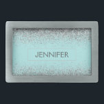 Blauwgroen Aqua Blue Silver Glitter Girly Monogram Gesp<br><div class="desc">Aqua Blue Blauwgroen en Silver Sparkle Glitter Monogram Naam Belt Buckle. Dit maakt het perfecte afstuderen,  zoet 16 16th,  18th,  21st,  30th,  40th,  50th,  60th,  70th,  80th,  90th,  100th Birthday,  bruiloft,  vrijgezellenfeest,  jubileum,  baby shower of vrijgezellenfeest cadeau voor iemand die houdt van glamoureuze luxe en chique stijlen.</div>