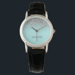Blauwgroen Aqua Blue Silver Glitter Girly Monogram Horloge<br><div class="desc">Aqua Blue Blauwgroen en Silver Sparkle Glitter Monogram Name Watch. Dit maakt het perfecte afstuderen,  verjaardagsfeest,  bruiloft,  vrijgezellenfeest,  jubileum,  baby shower of vrijgezellenfeest cadeau voor iemand die houdt van glam luxe en chique stijlen.</div>