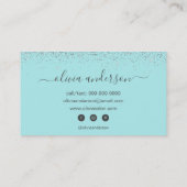Blauwgroen Aqua Blue Silver Glitter Hair Makeup Sa Visitekaartje (Achterkant)