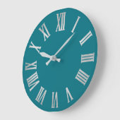 Blauwgroen Aqua Blue Silver Grey Roman Number Grote Klok (Hoek)