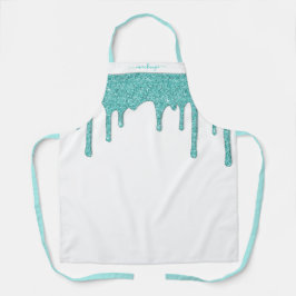 Blauwgroen Aqua Blue Sparkle Dripping Glitter Schort