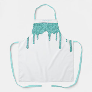 Blauwgroen Aqua Blue Sparkle Dripping Glitter Schort