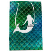 Blauwgroen Aqua Blue Sparkle Zeemeermin Medium Cadeauzakje (Voorkant)