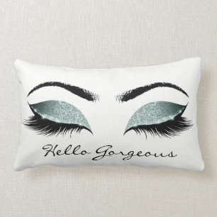 Blauwgroen Aqua Blue White Makeup Lashes Hallo Pra Kussen