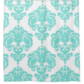 Blauwgroen Aqua Blue & White Royal Glam Damask Douchegordijn (Voorkant)