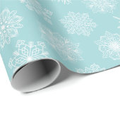 Blauwgroen Aqua Blue Winter Feestdagen Snowflakes Cadeaupapier (Rol Hoek)