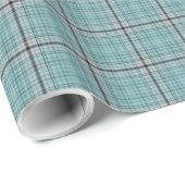 Blauwgroen Aqua Blue Zwart Tartan Plaid Cadeaupapier (Rol Hoek)