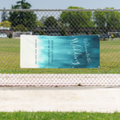 Blauwgroen aqua bruiloft art welkomstbanner spandoek (Insitu)