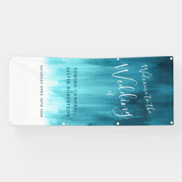 Blauwgroen aqua bruiloft art welkomstbanner spandoek