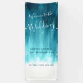 Blauwgroen aqua bruiloft art welkomstbanner spandoek (Verticaal)